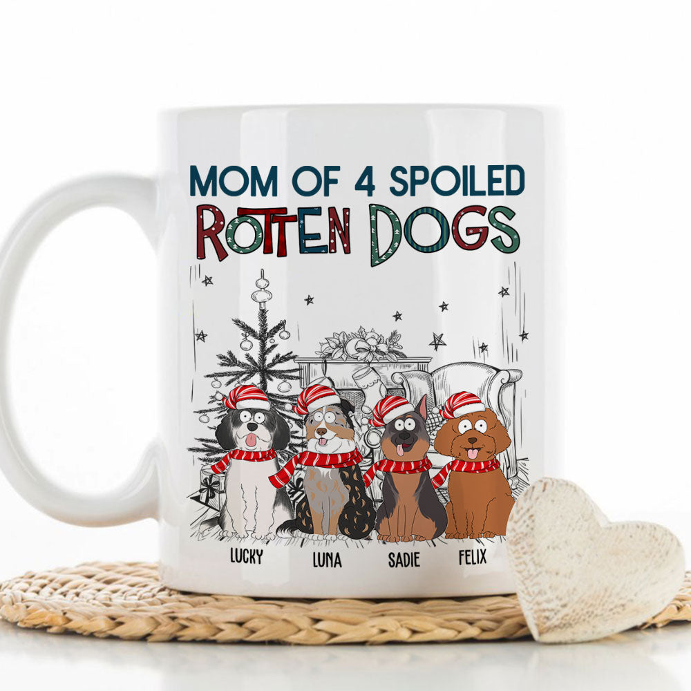Custom Photo Mother's day Birthday Gifts For Cat Mom, Cat Lovers • Dad Of A Spoiled Rotten Dog - Personalized Coffee Mug