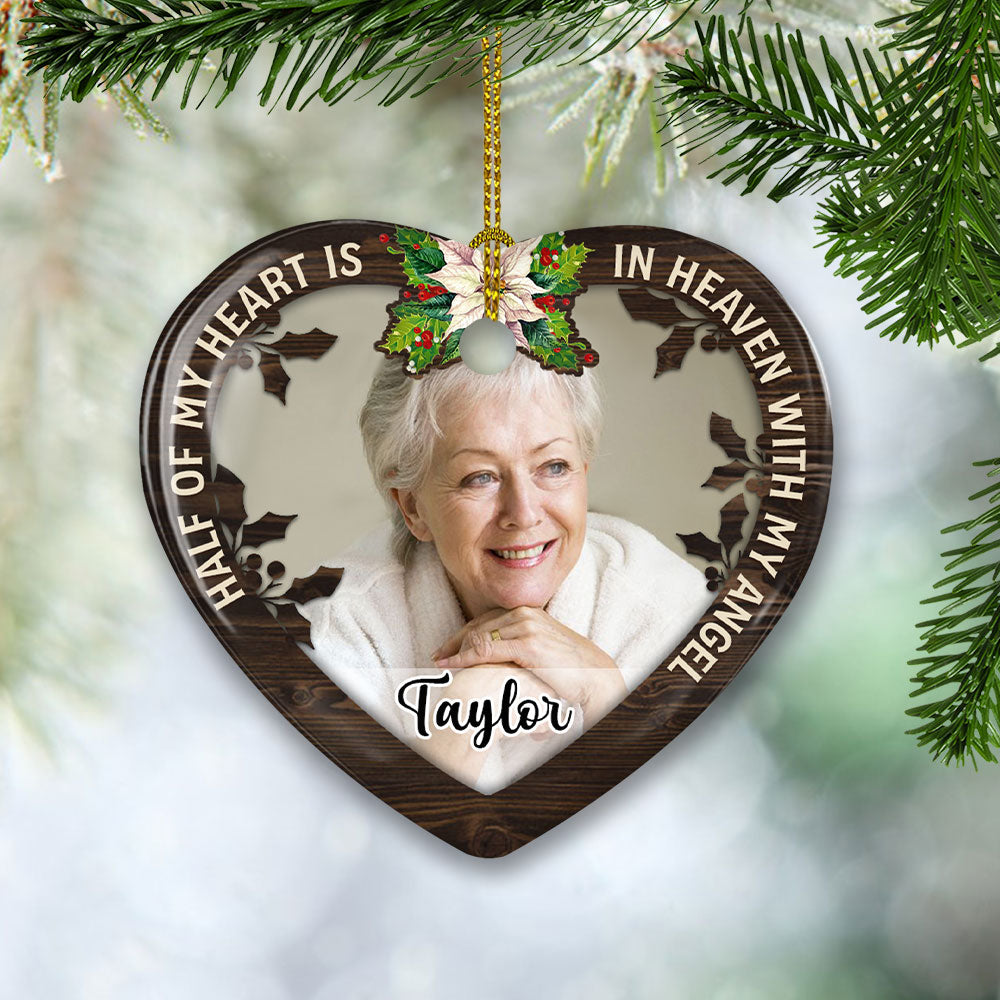 For My Angel - Personalized Heart Ceramic Christmas Ornament
