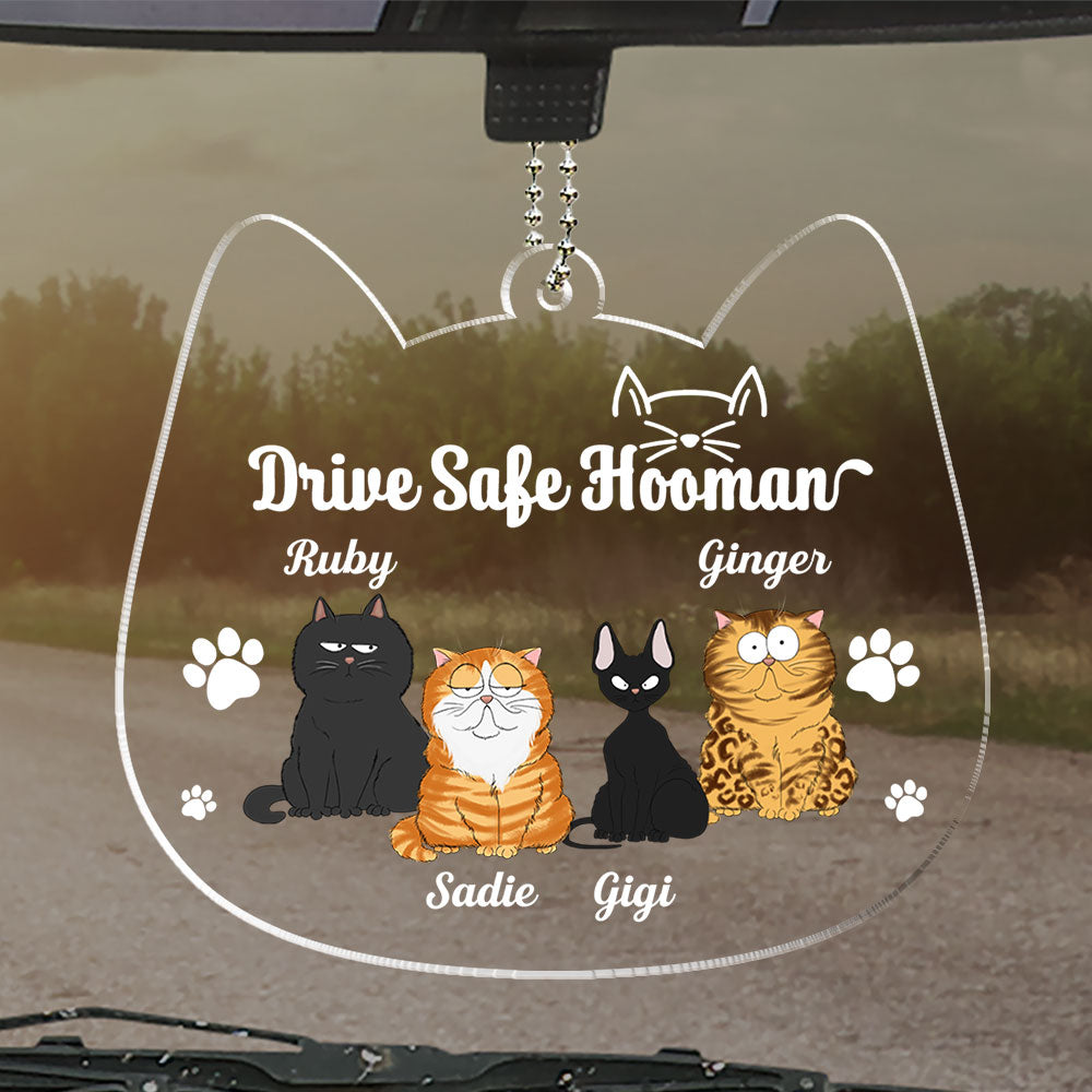 Custom Christmas Decor Home Birthday Gifts For Cat Lovers • Drive Safe Hooman - Personalized Acrylic Ornament