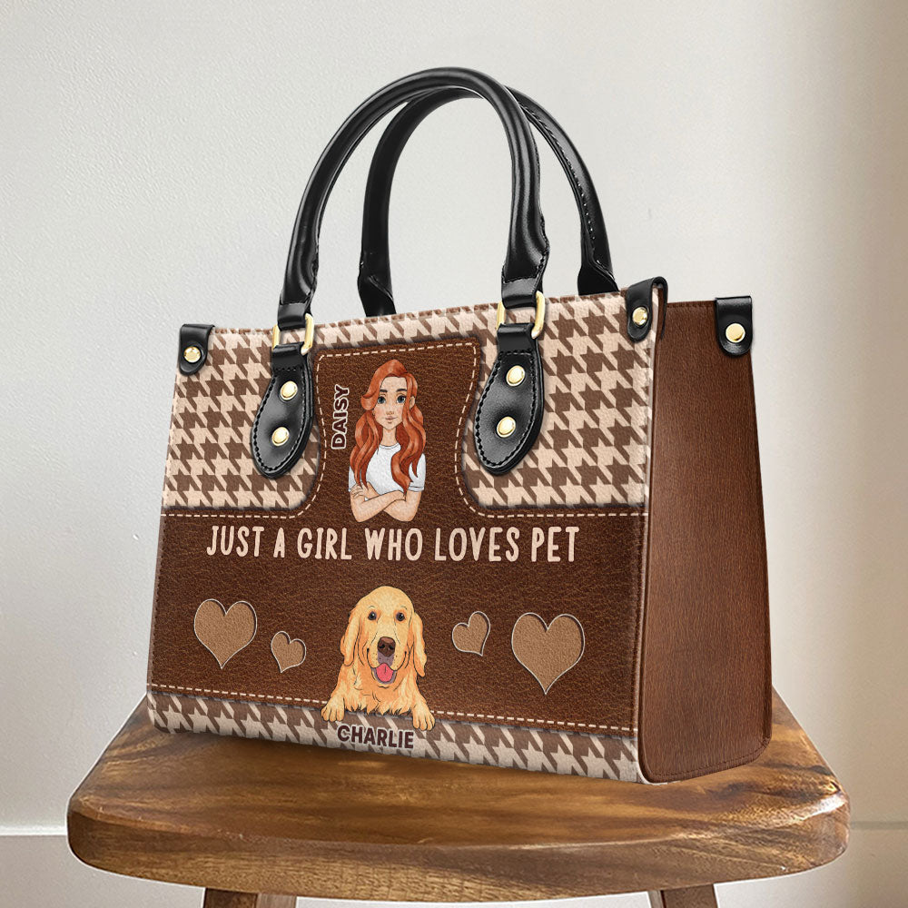 Girl With Pets - Personalized Leather Bag
