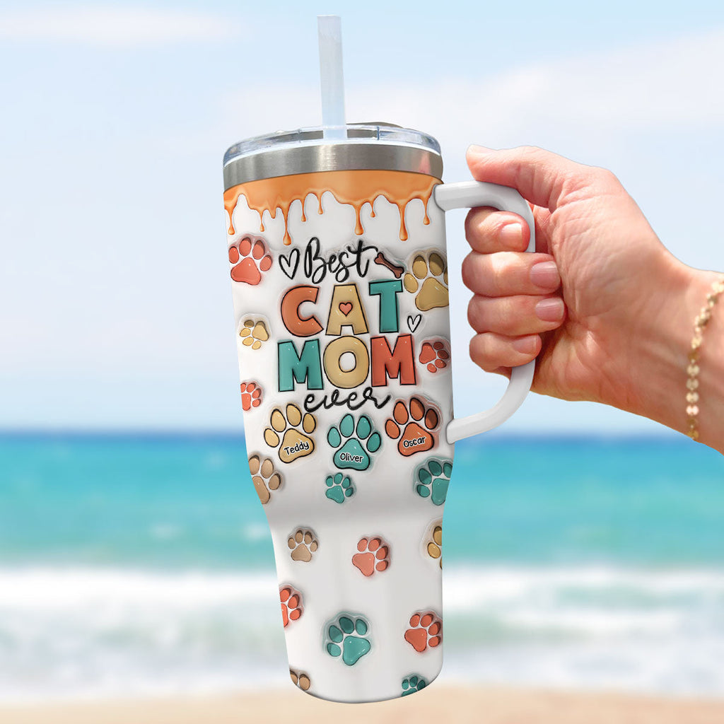 Custom Mother's day Birthday Gifts For Cat Mom, Cat Lovers • Best Mom Dad - Personalized 3D Inflated Effect Printed 40 Oz Tumbler