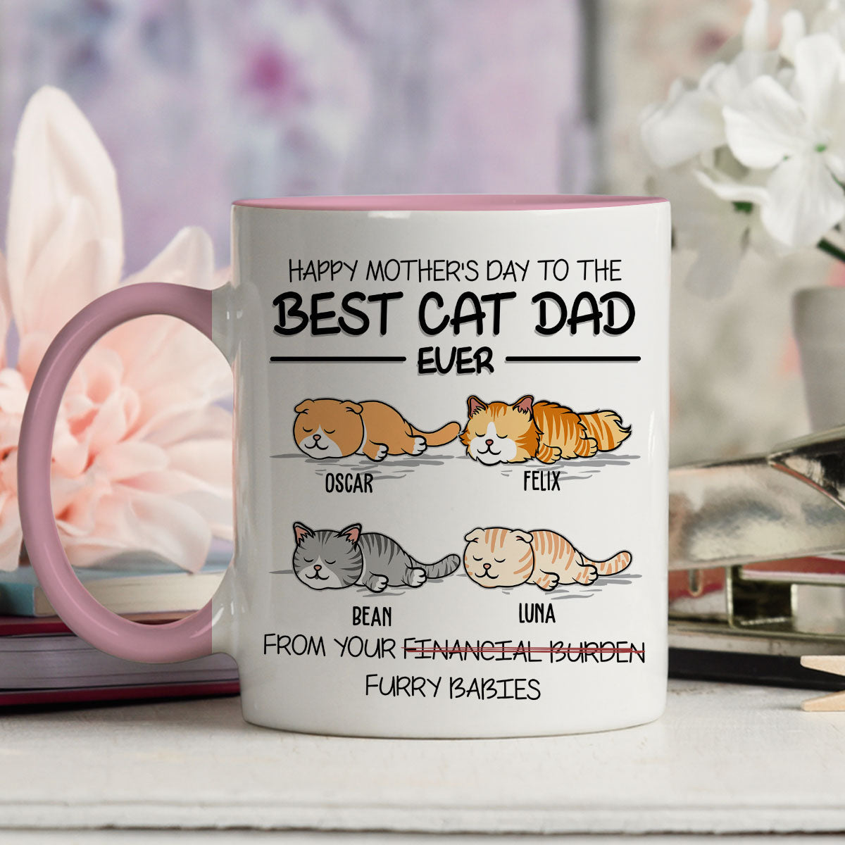 Custom Photo Mother's day Birthday Gifts For Cat Mom, Cat Lovers • Best Fur Dad Ever - Personalized Accent Mug
