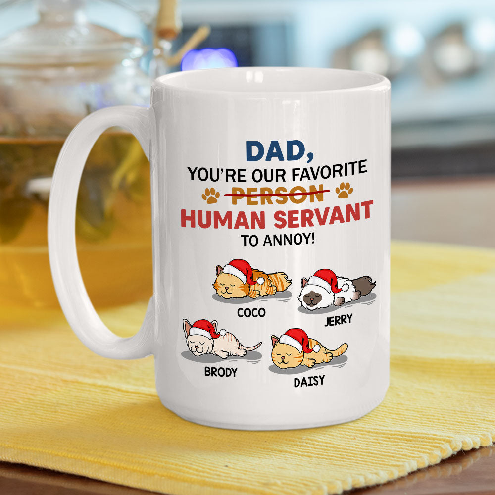 Custom Photo Mother's day Birthday Gifts For Cat Mom, Cat Lovers • Meowy Human Servant - Personalized Coffee Mug