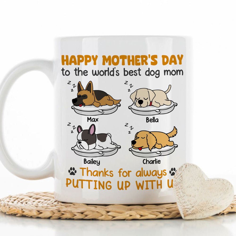 Custom Photo Christmas Birthday Gifts For Dog Lovers • Thanks For Always Putting Up - Personalized Coffee Mug