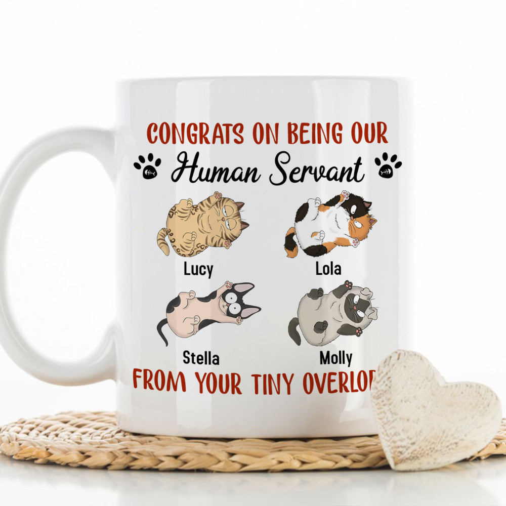 Custom Christmas Birthday Gifts For Cat Lovers • Being Our Human Servant - Personalized Coffee Mug