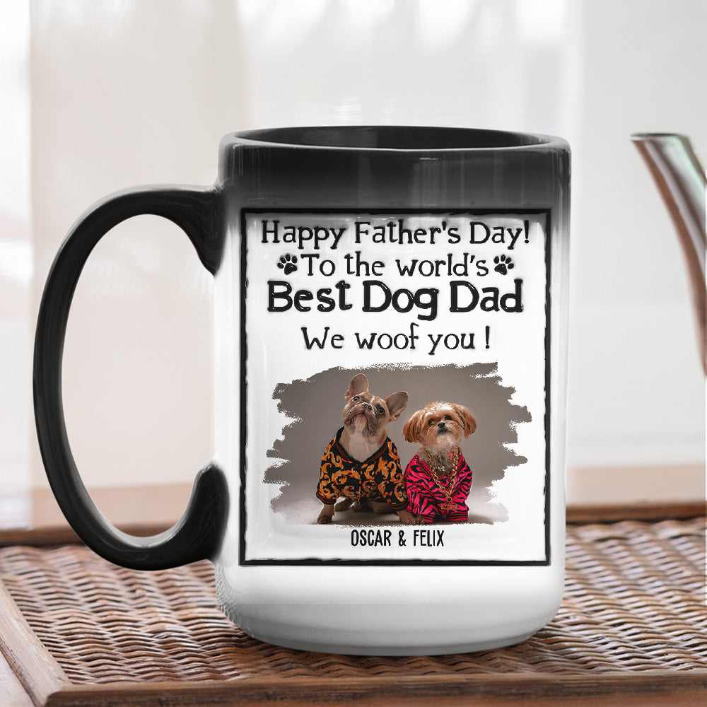 Custom Photo Christmas Birthday Gifts For Dog Dad, Dog Lovers • Best Dog Dad - Personalized Color Changing Mug