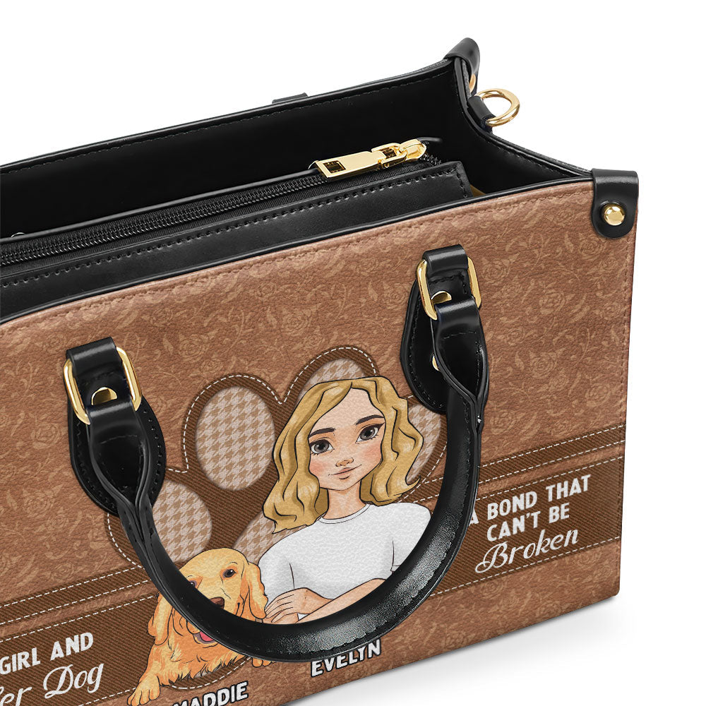A Girl And Her Dog - Personalized Leather Bag
