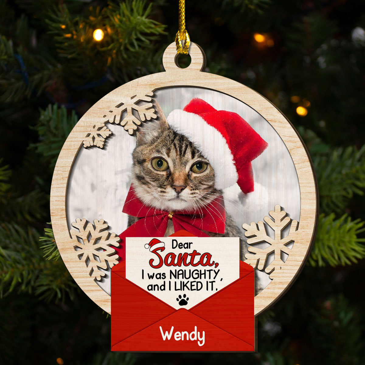 Dear Santa I Was Naughty - Personalized 2-layered Wood Ornament