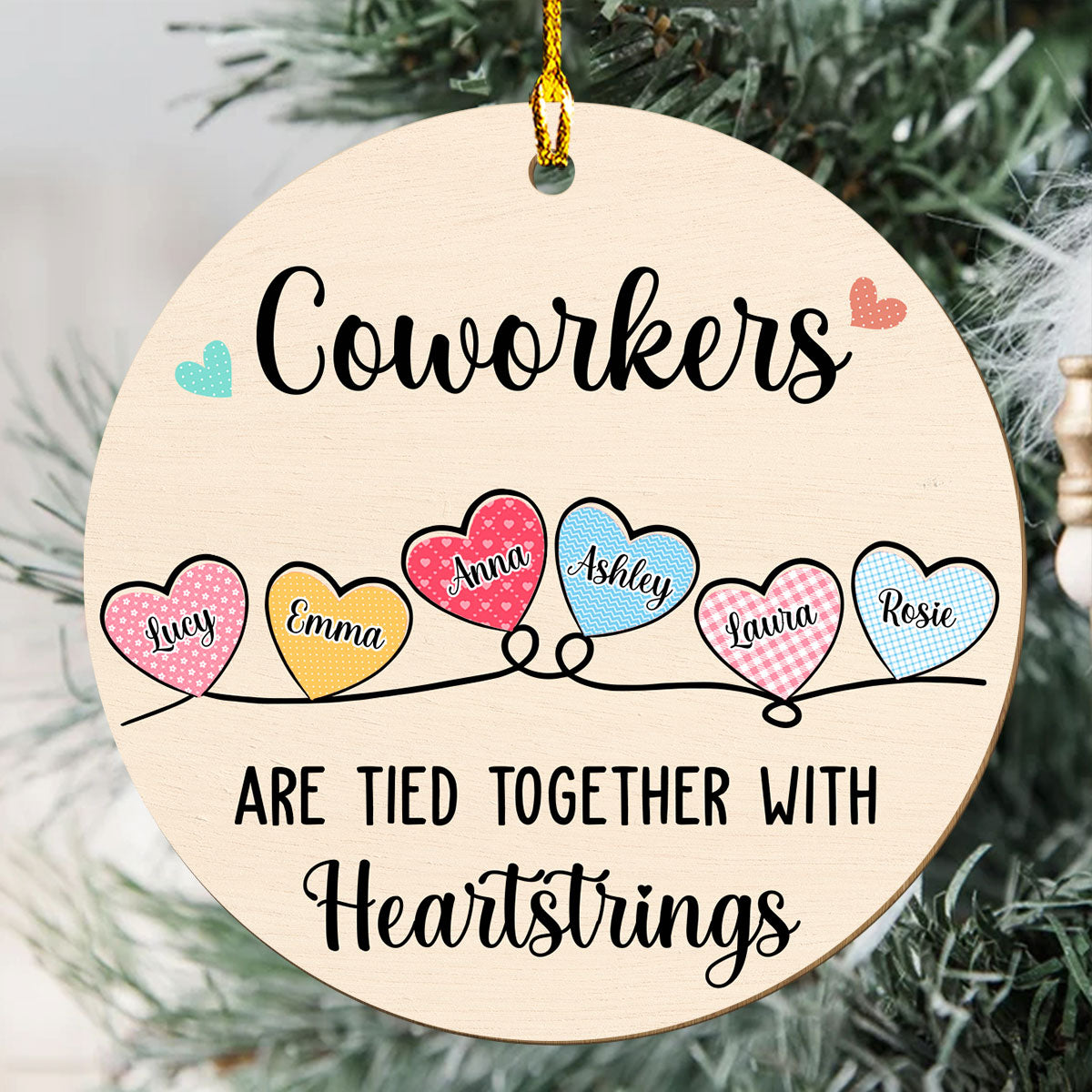 Tied Together - Personalized 1-layered Wood Ornament