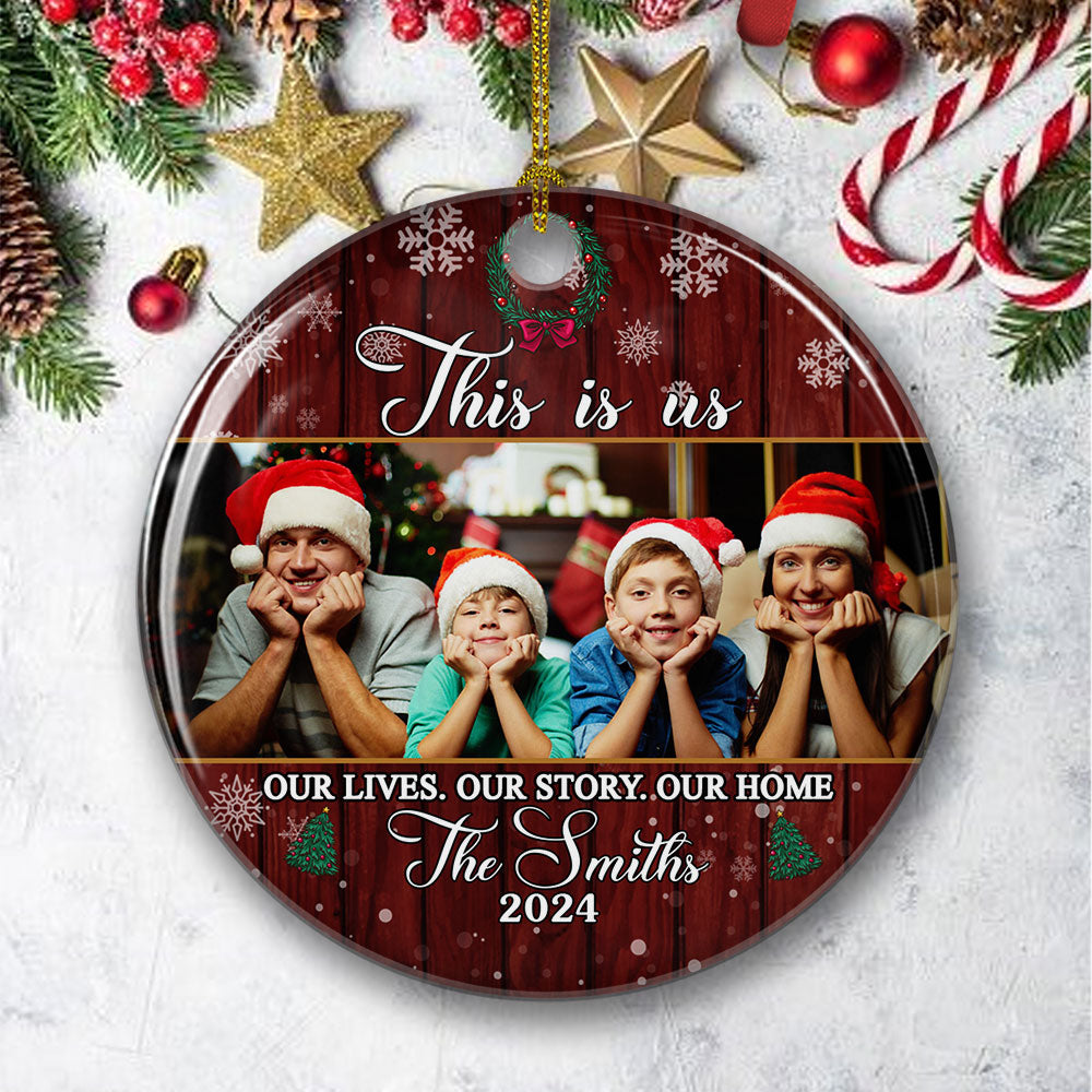 This Is Us - Personalized Photo Circle Ceramic Ornament