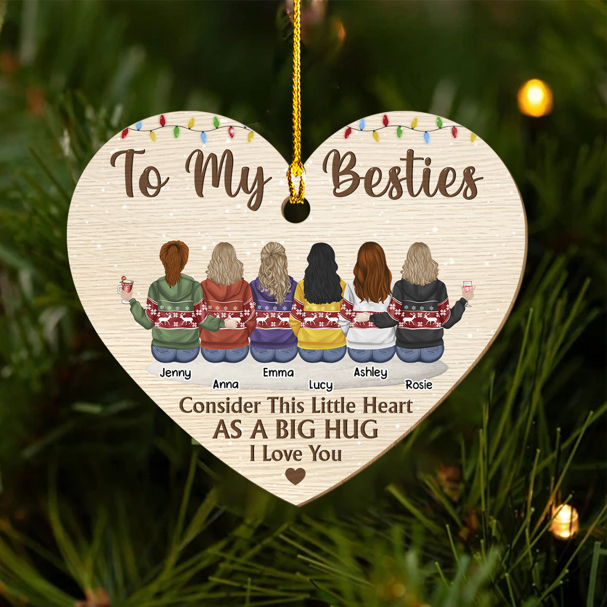 To My Bestie - Personalized 1-layered Wood Ornament