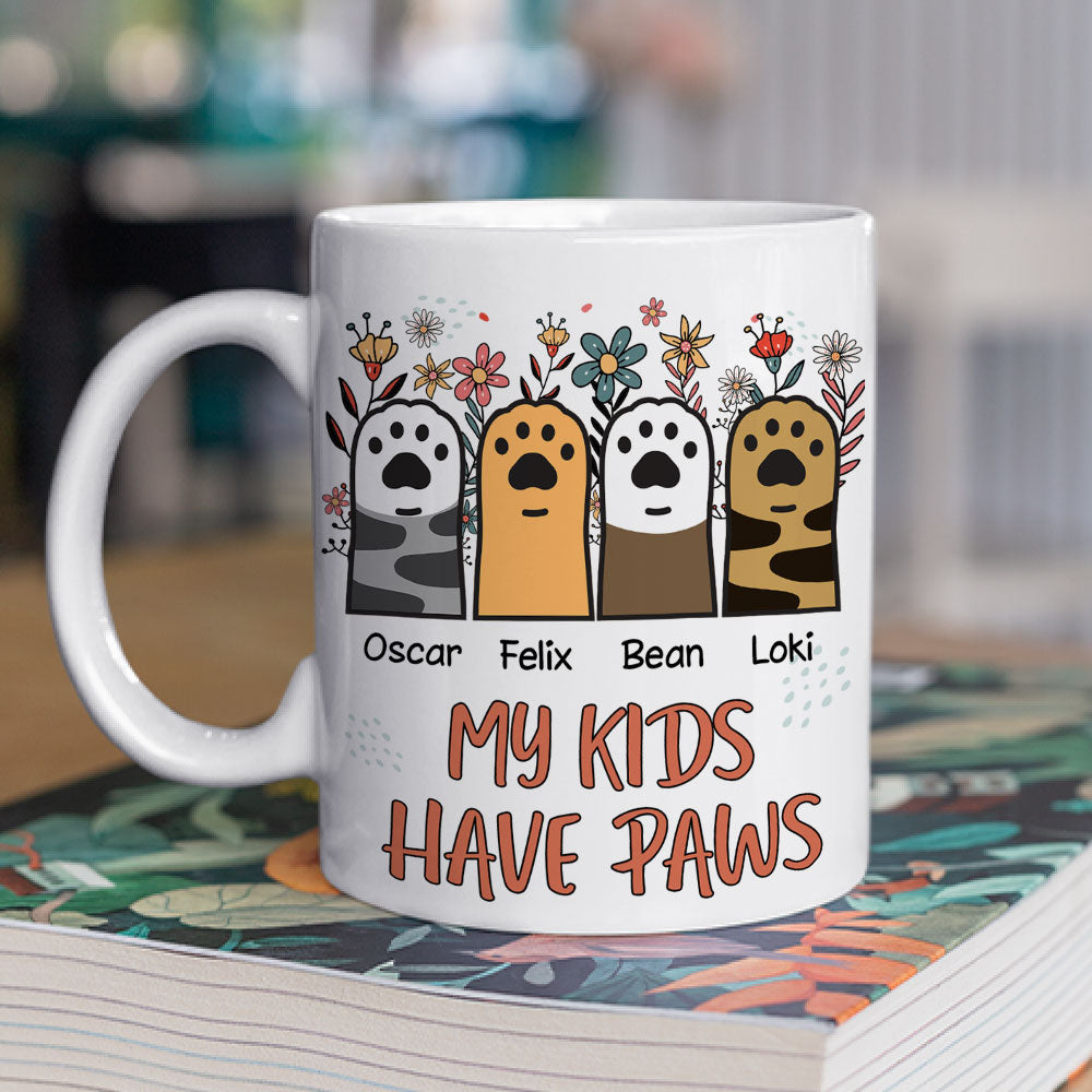 Custom Mother's day Birthday Gifts For Cat Mom, Cat Lovers • My Kid Has Paw - Personalized Coffee Mug