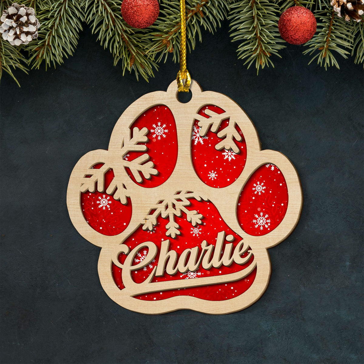 Custom Christmas Decor Home Birthday Gifts For Dog Lovers • Family And Pet Ornament 1 - Personalized 2-layered Wood Ornament