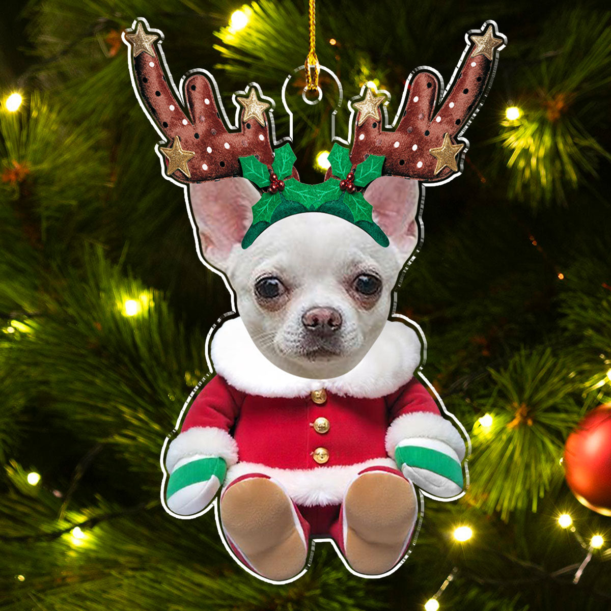 Baby Dog Reindeer - Personalized Acrylic Ornament