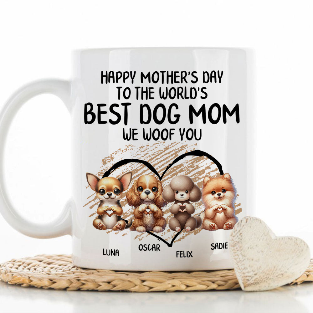 Custom Photo Mother's day Birthday Gifts For Dog Mom, Dog Lovers • Heart Sign Mom - Personalized Coffee Mug