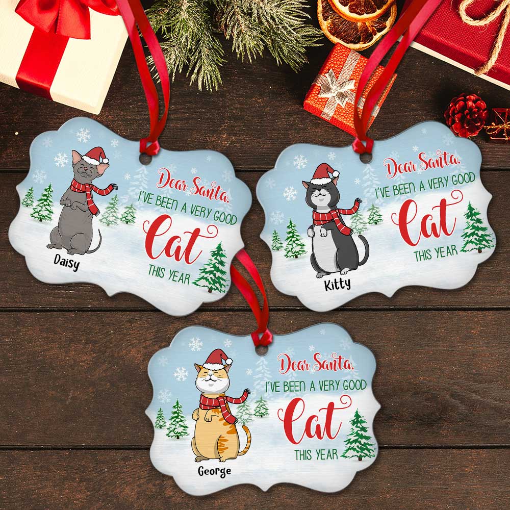 Custom Christmas Decor Home Birthday Gifts For Cat Lovers • Dear Santa Good Cat - Personalized Aluminum Ornament