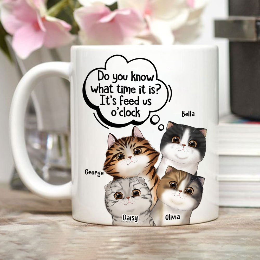 Custom Mother's day Birthday Gifts For Cat Mom, Cat Lovers • Feed Me O‘clock - Personalized Coffee Mug