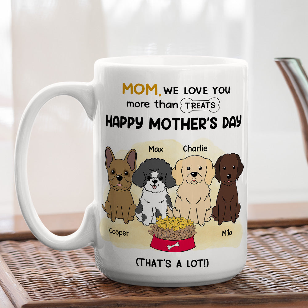 Custom Christmas Birthday Gifts For Dog Lovers • We Love You More Than Treats - Personalized Coffee Mug