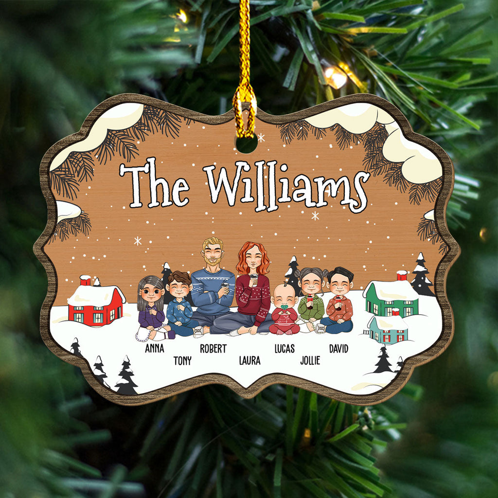 Family Name - Personalized 1-layered Wood Ornament