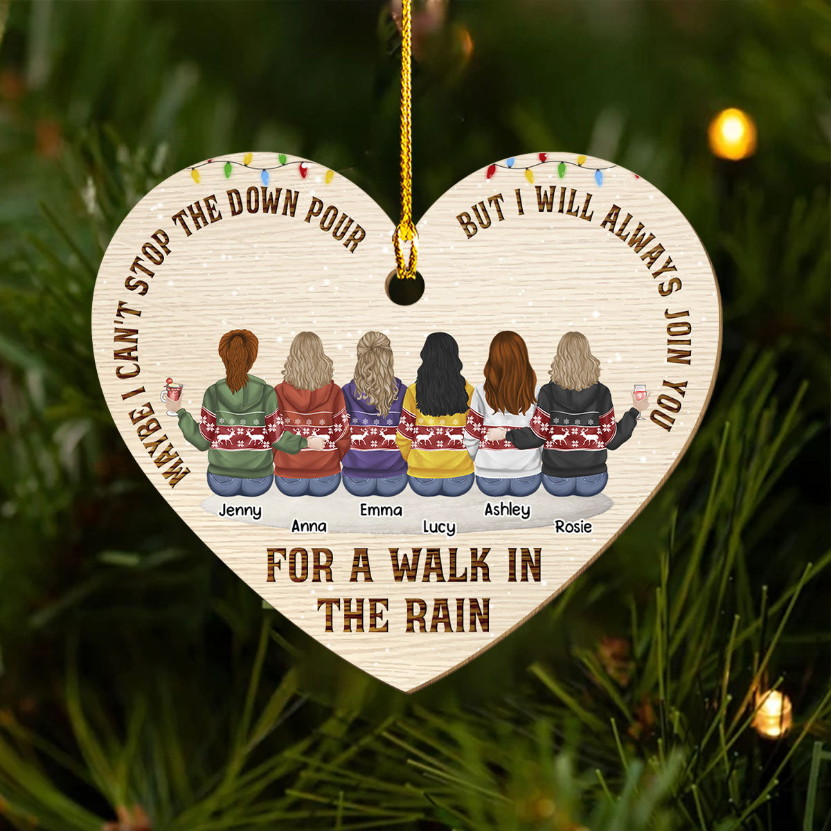 A Walk In The Rain - Personalized 1-layered Wood Ornament
