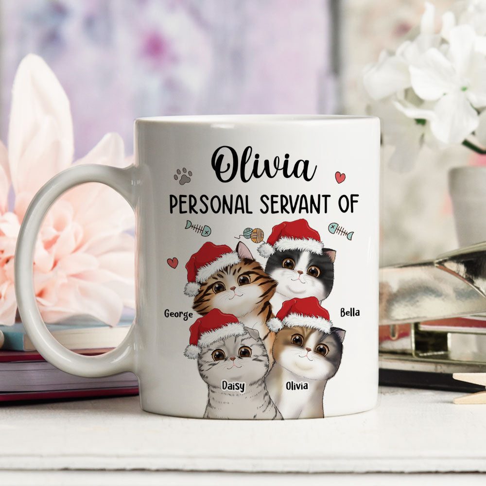 Custom Mother's day Birthday Gifts For Cat Mom, Cat Lovers • Personal Servant Of - Personalized Coffee Mug