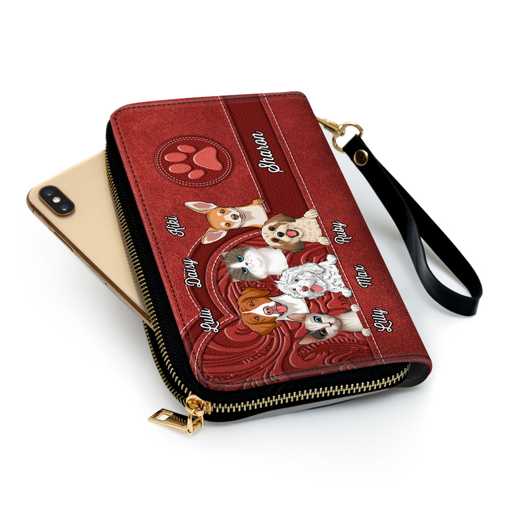 Cute Dogs And Cats Aesthetic Pattern - Personalized Leather Wallet
