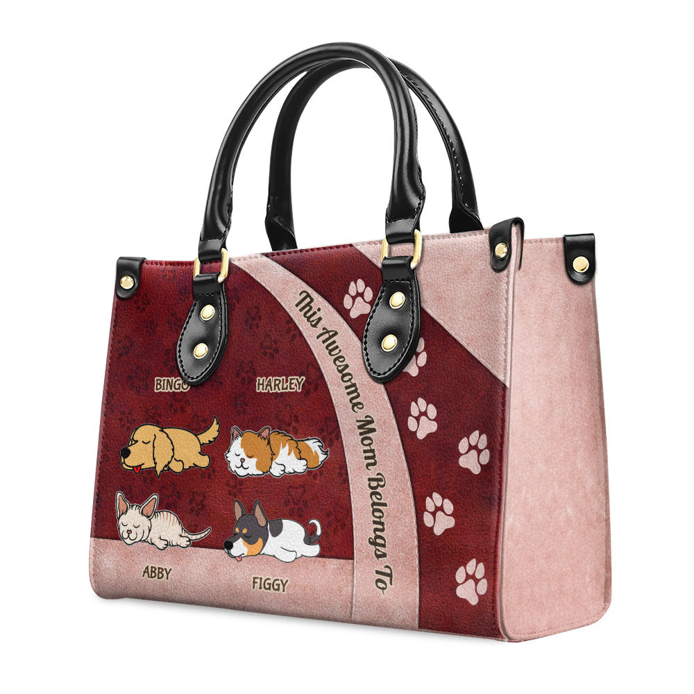 Awesome Mom Belongs To - Personalized Leather Bag