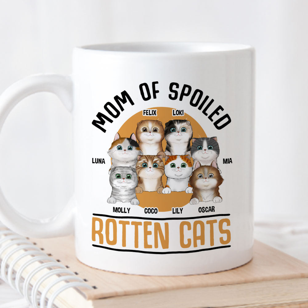 Custom Mother's day Birthday Gifts For Cat Mom, Cat Lovers • Spoiled Rotten Cat - Personalized Coffee Mug