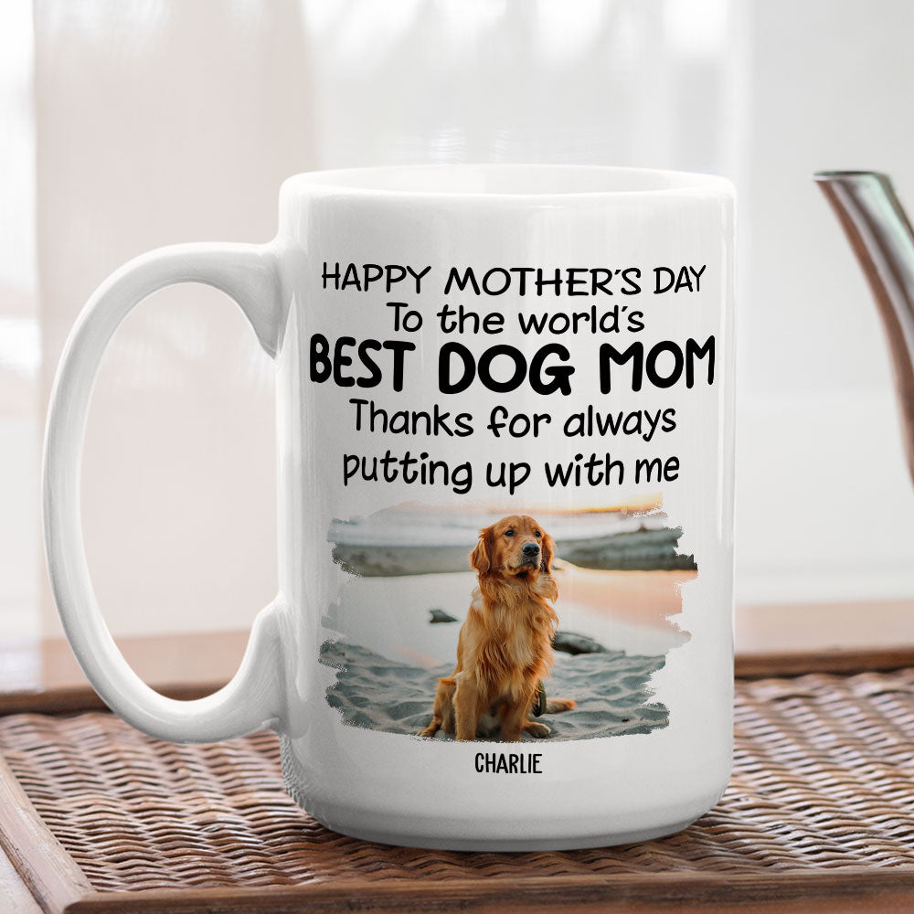 Custom Photo Christmas Birthday Gifts For Dog Lovers • Thanks For Putting Up - Personalized Coffee Mug