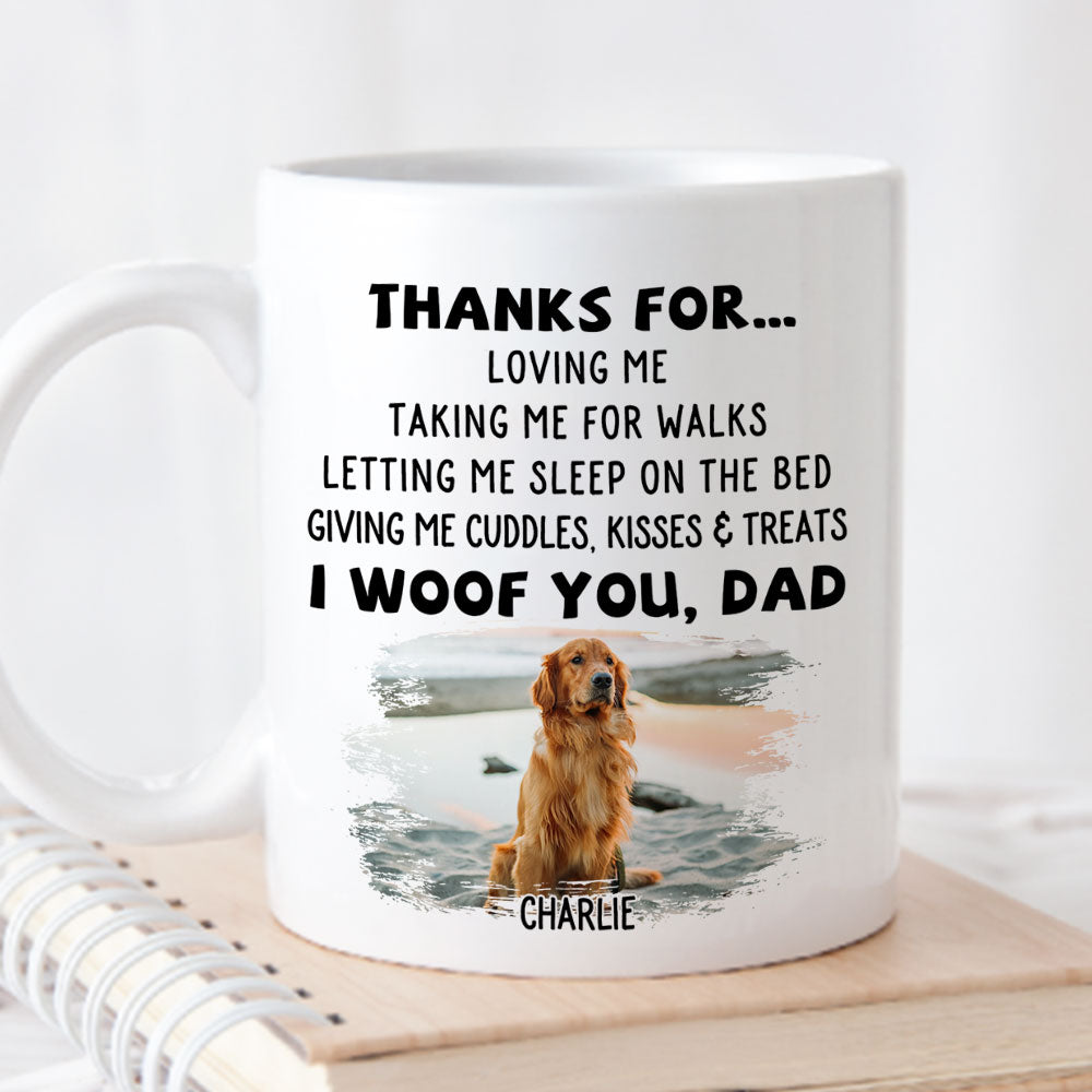 Custom Christmas Birthday Gifts For Dog Lovers • Thanks For Loving Me - Personalized Coffee Mug