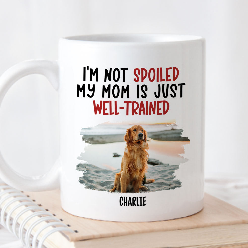 Custom Photo Christmas Birthday Gifts For Dog Lovers • Well Trained Mom Photo - Personalized Coffee Mug