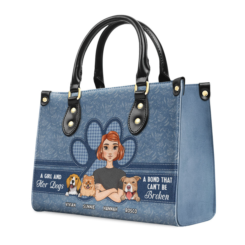 A Girl And Her Dog - Personalized Leather Bag