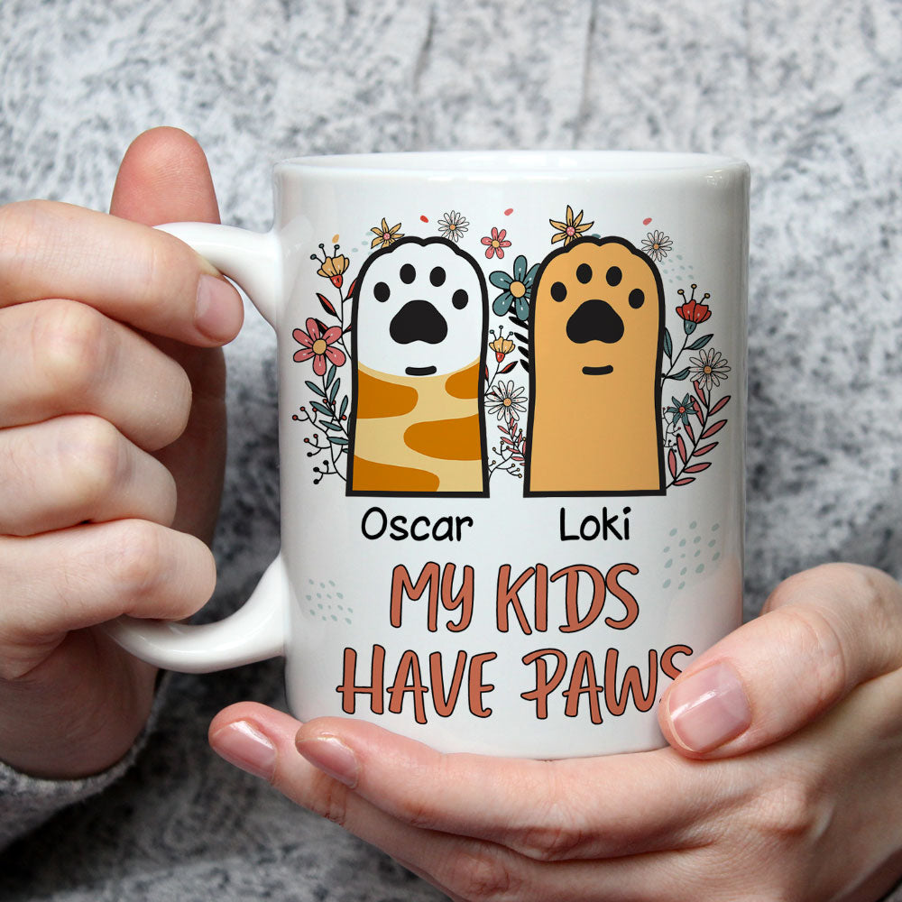 Custom Mother's day Birthday Gifts For Cat Mom, Cat Lovers • My Kid Has Paw - Personalized Coffee Mug