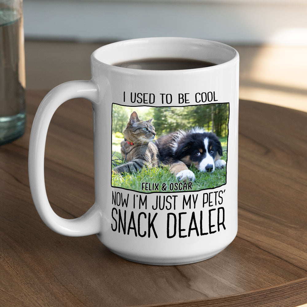 Custom Photo Mother's day Birthday Gifts For Cat Mom, Cat Lovers • Just A Pet Snack Dealer Photo - Personalized Coffee Mug