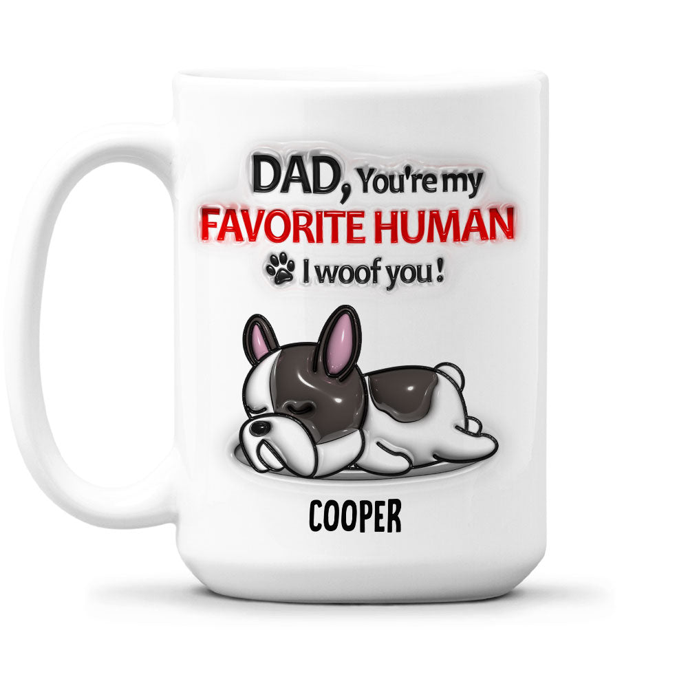 Custom Christmas Birthday Gifts For Dog Lovers • Woof You Dad - Personalized 3D Inflated Effect Mug