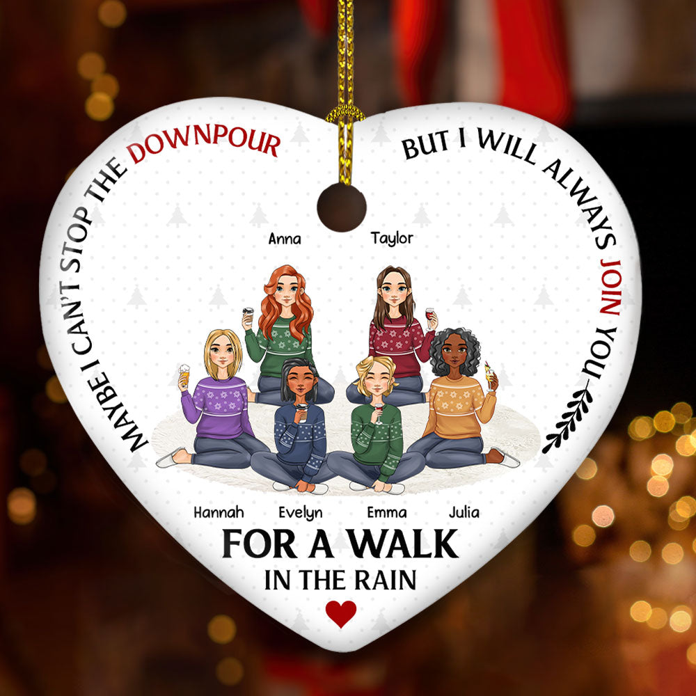 Walk In The Rain - Personalized Heart Ceramic Ornament