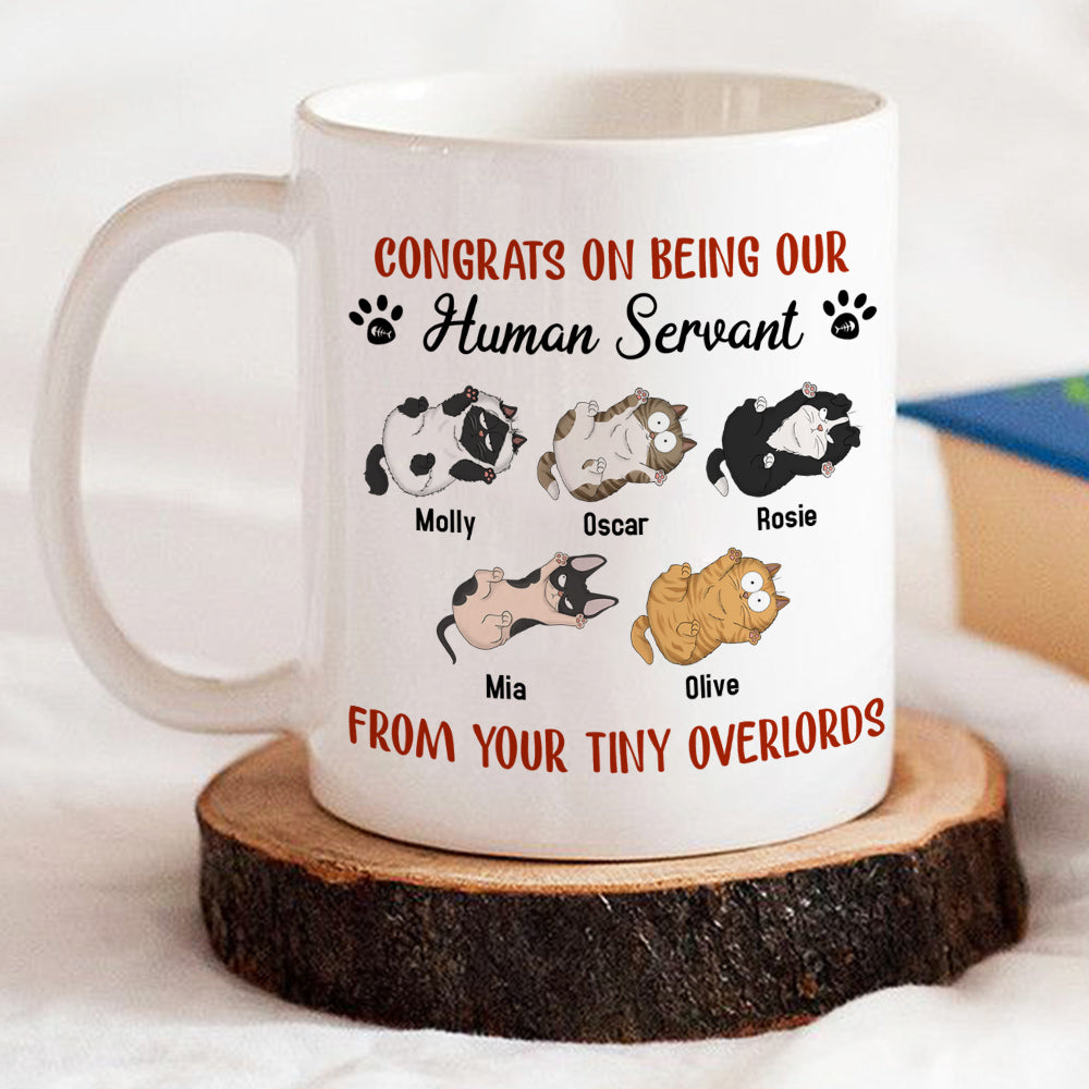 Custom Christmas Birthday Gifts For Cat Lovers • Being Our Human Servant - Personalized Coffee Mug