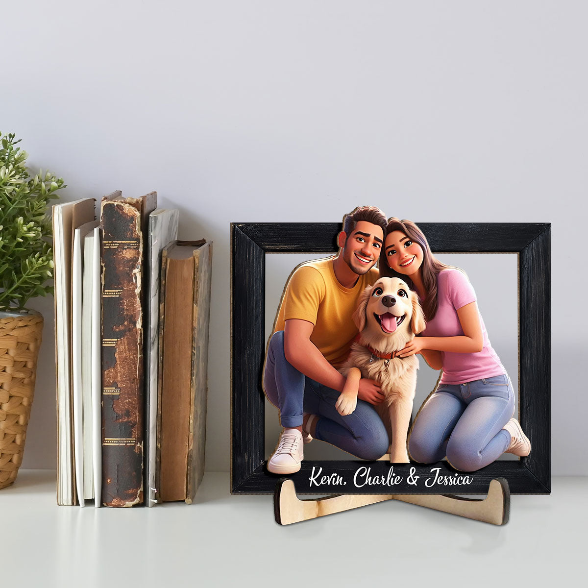 Happy Dog Mom Cartoonize - Personalized Wooden Plaque