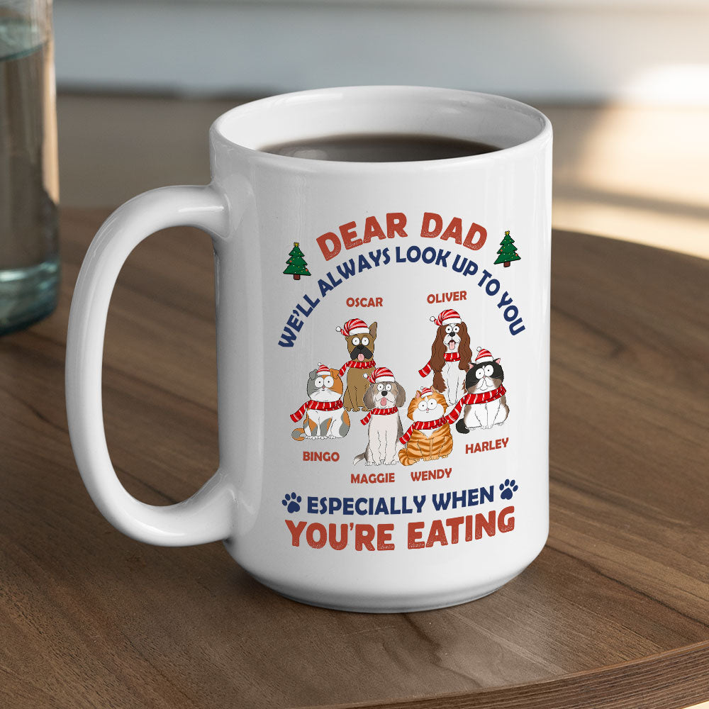 Custom Photo Mother's day Birthday Gifts For Cat Mom, Cat Lovers • Look Up When Eating - Personalized Coffee Mug