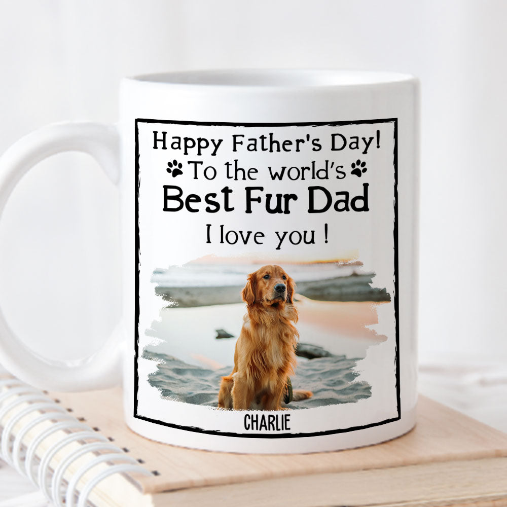 Custom Photo Christmas Birthday Gifts For Dog Dad, Dog Lovers • Best Fur Dad - Personalized Coffee Mug