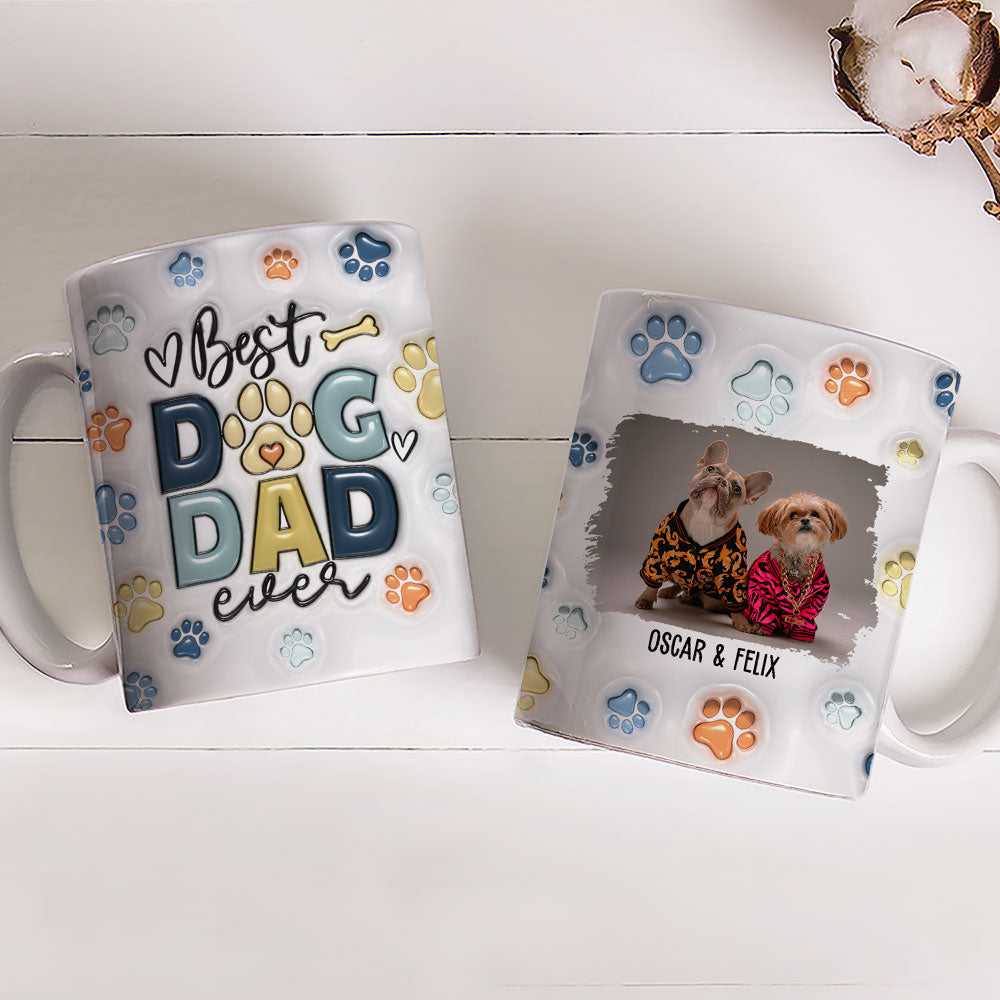 Custom Photo Christmas Birthday Gifts For Dog Lovers • Dog Dad - Personalized 3D Inflated Effect Mug