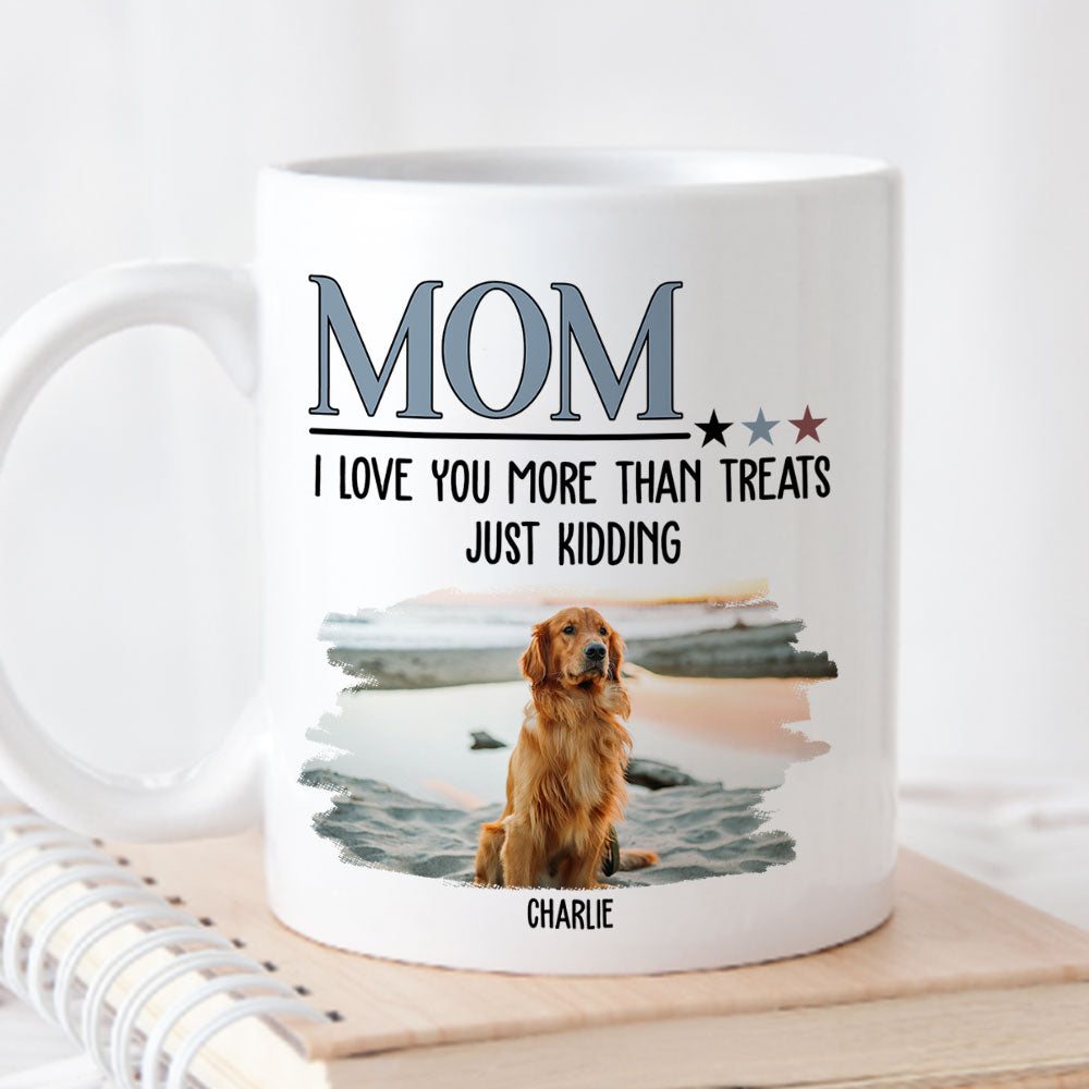 Custom Photo Christmas Birthday Gifts For Dog Lovers • I Love You More Than Treats - Personalized Coffee Mug