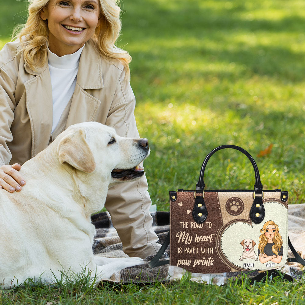 Paved With Paw Prints - Personalized Leather Bag