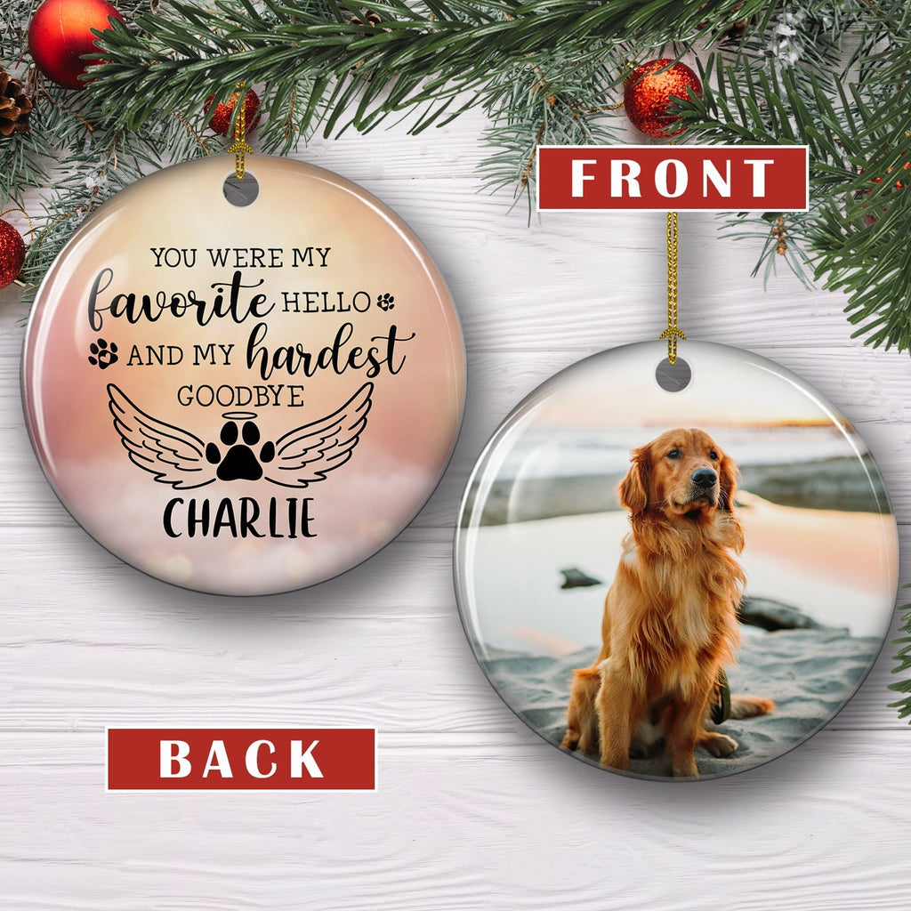 Custom Christmas Memorial Sympathy Gifts For Dogs, Cats • Once By My Side - Personalized Circle Ceramic Ornament
