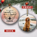 Custom Christmas Memorial Sympathy Gifts For Dogs, Cats • Once By My Side - Personalized Circle Ceramic Ornament