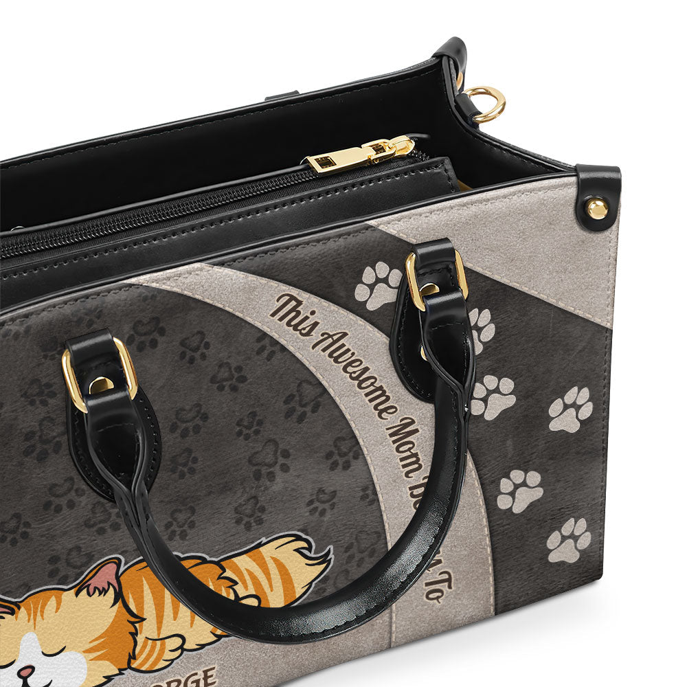 Awesome Mom Belongs To - Personalized Leather Bag