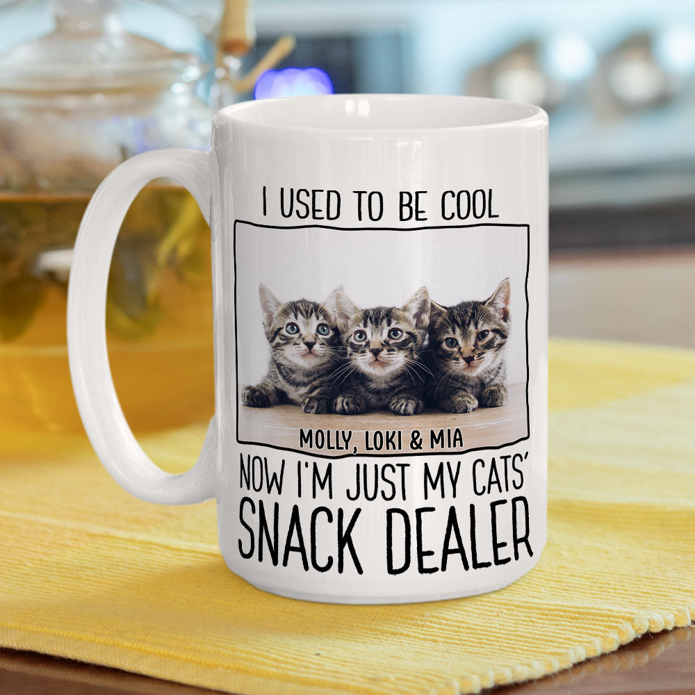 Custom Photo Mother's day Birthday Gifts For Cat Mom, Cat Lovers • Just A Pet Snack Dealer Photo - Personalized Coffee Mug