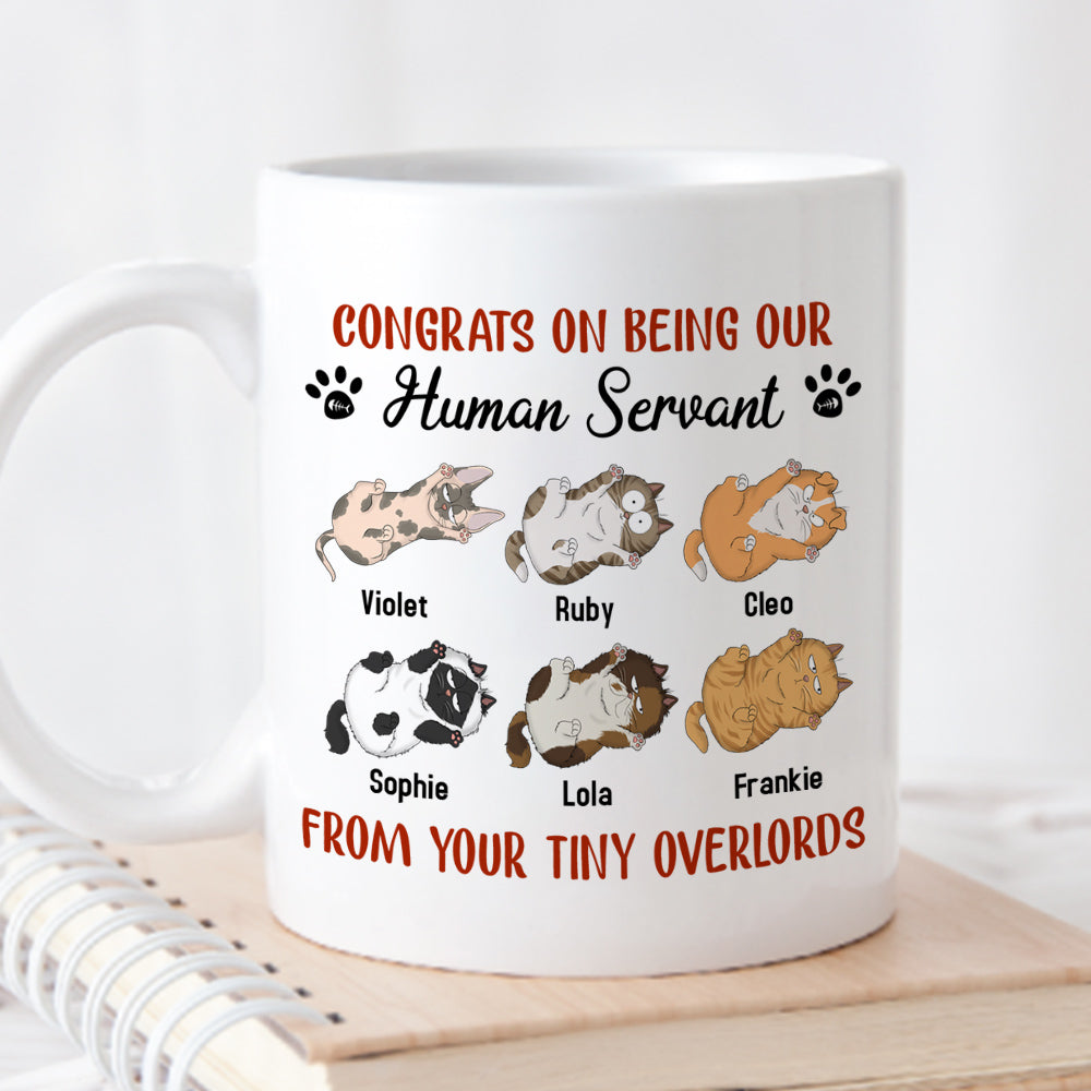 Custom Christmas Birthday Gifts For Cat Lovers • Being Our Human Servant - Personalized Coffee Mug