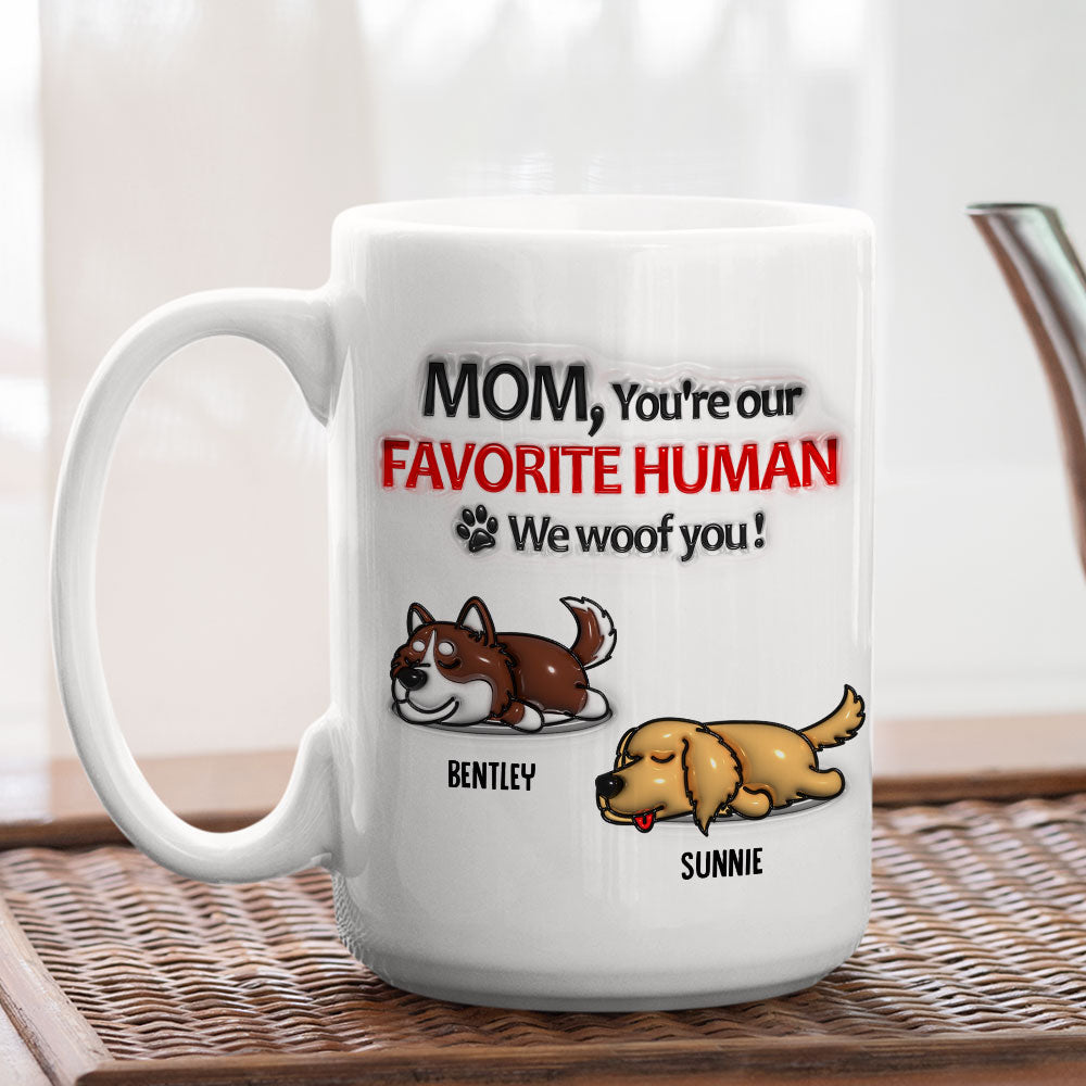Custom Christmas Birthday Gifts For Dog Lovers • Woof You Dad - Personalized 3D Inflated Effect Mug