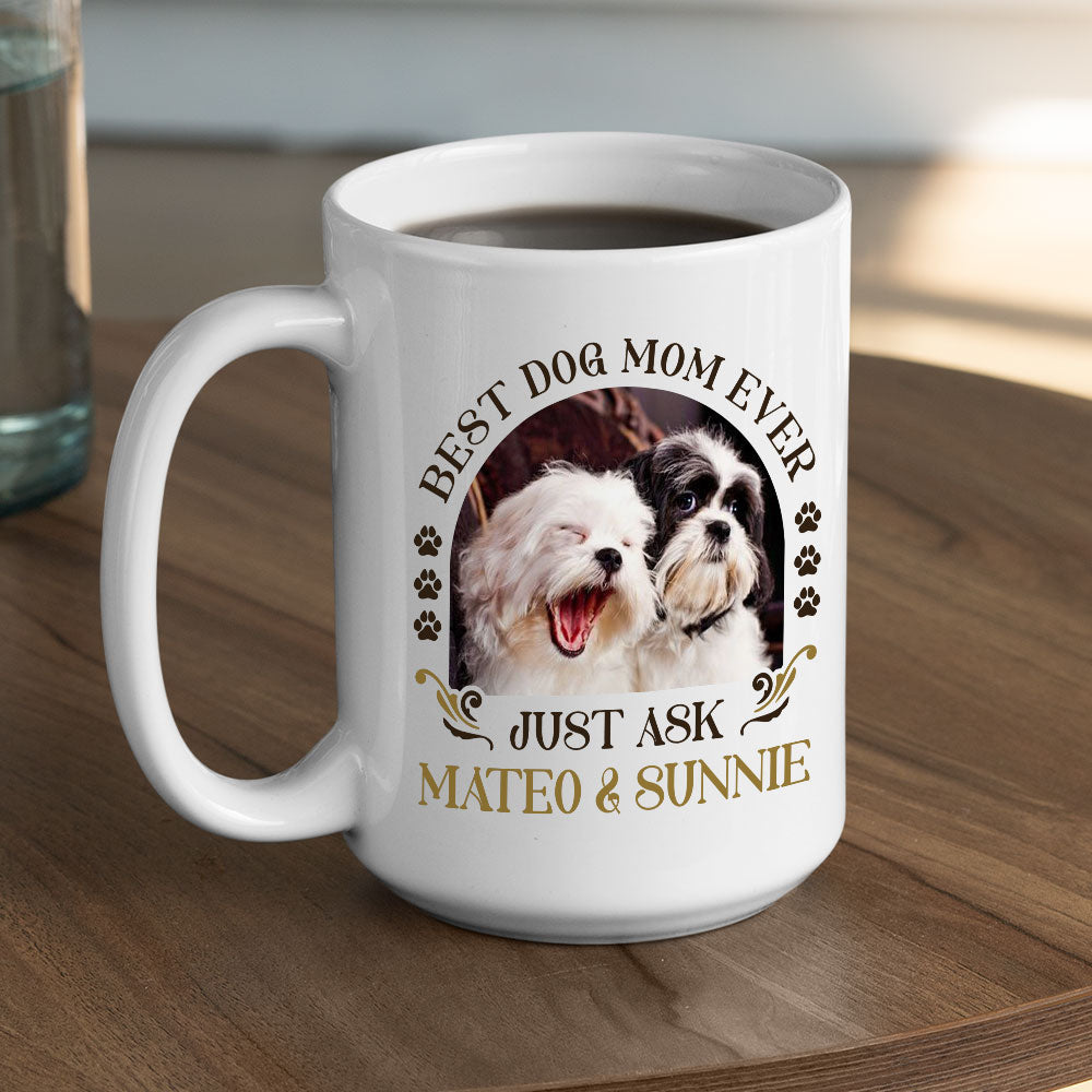 Custom Photo Christmas Birthday Gifts For Dog Lovers • Best Dog Ever Just Ask Vintage - Personalized Coffee Mug